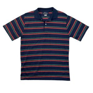 Vintage Chesterfield Polo Shirt Mens M Medium Navy Striped Cotton Blend Made USA